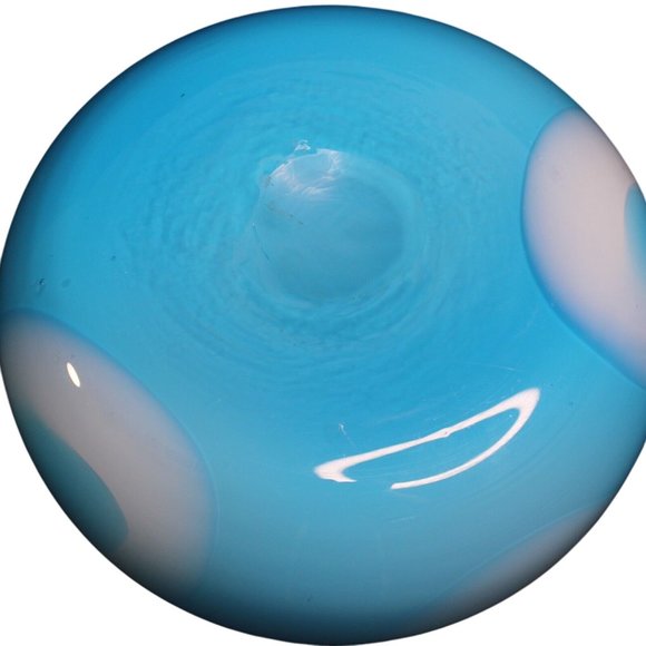 Studio Art Glass MCM Hand Blown Blue White Geometric Home Office Decor Modern - Picture 5 of 11